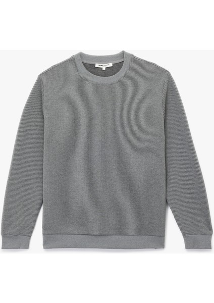 Dokulu Uzun Kollu Basic Bisiklet Yaka Sweatshirt