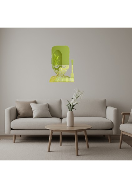 Güvenlik Görevlisi Adam Emoji Altın Aynalı Tablosu - MRS6698-9099