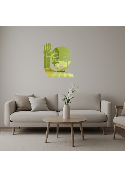 El Kaaldıran Erkek Çocuk Emoji Dekoratif Altın Aynalı Tablo - MRS5376-5248