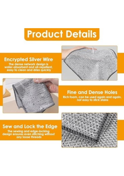 5 Adet Tel Temizlik Bezi - 20X20 cm Paslanmaz Metal Tel Temizlik Süngeri - Islak ve Kuru Kullanıma Uygun, Çizmeden Temizleyen - Tencere, Tepsi, Fırın, Lavabo Temizliği Için fiyatları