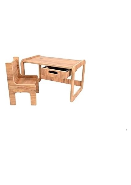 Tek Kişilik Çekmeceli Ahşap Çocuk Oyun & Aktivite Masa ve Sandalye Takımı - 18MM Ceviz Renk Mdf fiyatları