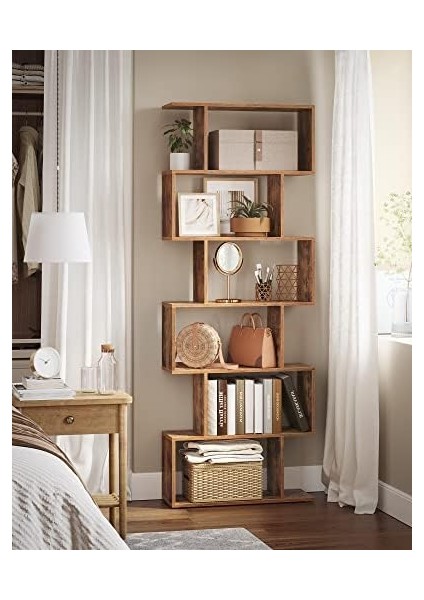 Kitap Rafı, 6 Katlı Raf, Ayaklı Raf, Ofis Rafı, Bağımsız, Dekoratif Raf, Sunum Için, Modern, Oturma Odası, Yatak Odası, Ofis, Vintabraun LBC61BX fiyatları