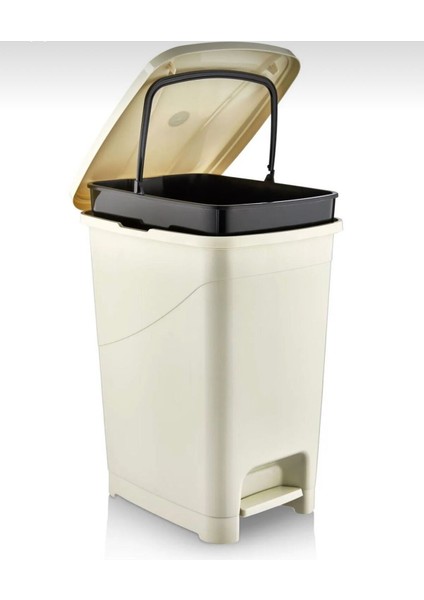 Bej Iç Kovalı Pedallı Çöp Kovası 40 Litre, Şık ve Kullanışlı Ev Temizlik Ürünü