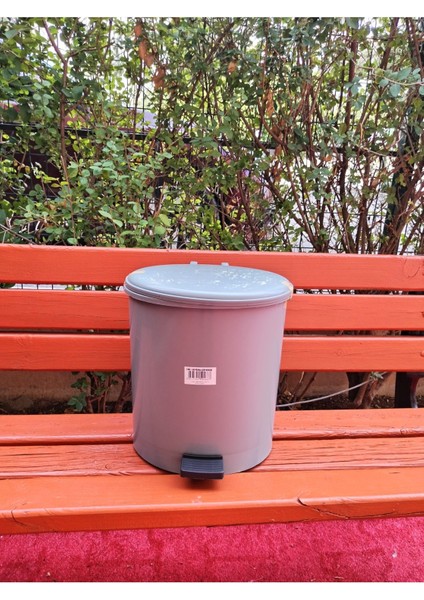10 Litre Pedallı Plastik Çöp Kovası, Kovalı, Gri, 29X27X32 cm