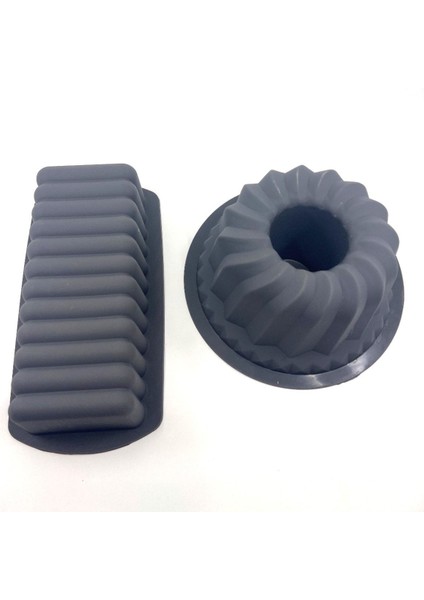 Antrasit Silikon Kek Kalıbı Seti, Baton ve Oval Şekil, Yüksek Kalite ve Dayanıklı Malzeme fiyatları