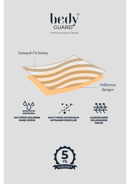 Ultra Soft Sessiz Sıvı Geçirmez Yatak Koruyucu Alez Beyaz