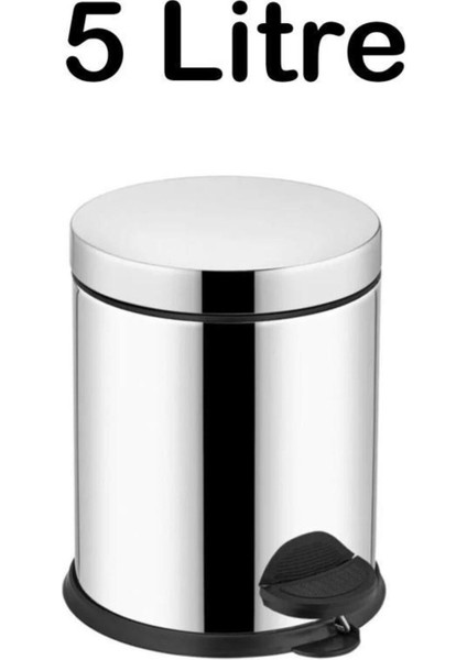 Gri Paslanmaz Çelik 5 Litre Pedallı Iç Kovalı Çöp Kovası