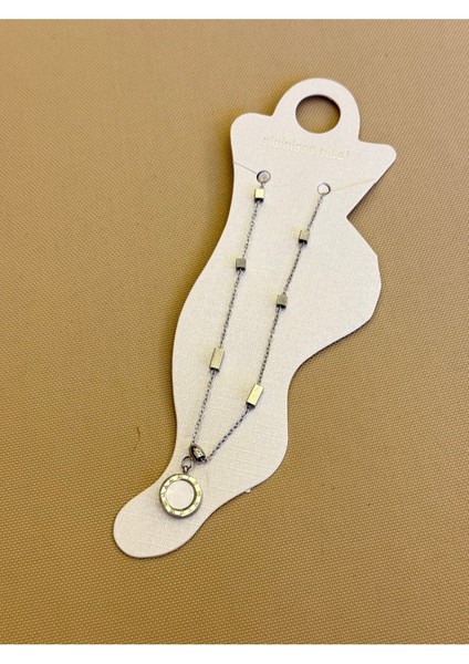 Roma Rakam Detaylı Gümüş Renk Çelik Halhal