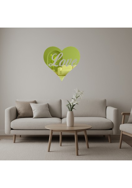 Aşk ve Kalp Desenli Dekoratif Altın Aynalı Tablo - MRS6785-7243