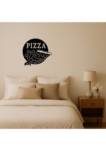 Lezzetli Pizza Logo Tasarımı Iç Mekan Dekoratif Tablo - MRS2070-8437