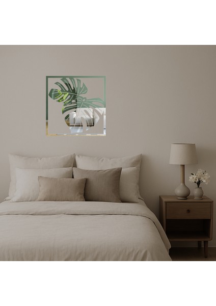 Monstera Desenli Dekoratif Iç Mekan Aynalı Tablosu - MRS6129-8652 fiyatları
