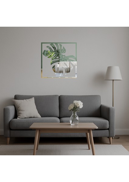 Monstera Desenli Dekoratif Iç Mekan Aynalı Tablosu - MRS6129-8652 indirimleri