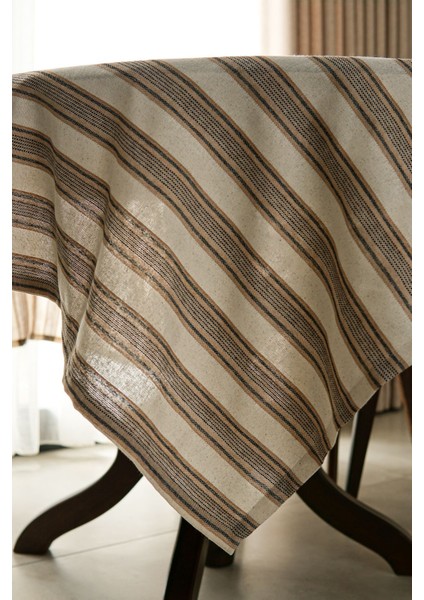 Bej Pamuklu Masa Örtüsü, Şık ve Dayanıklı, Ev ve Yemek Odası Dekoru