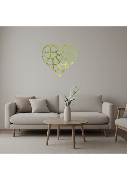 Sevgi ve Kalp Motifli Altın Aynalı Tablo - MRS2717-8174