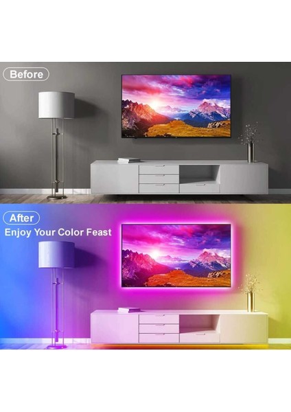 Iç ve Dış Mekan Rgb Şerit Led, Kumandalı 5mt, Bilgisayar ve Televizyon Arkası Aydınlatma