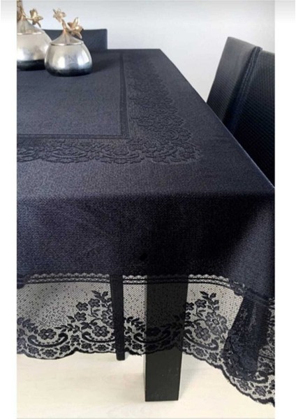 Siyah Tül Masa Örtüsü 160X220 Cm, Leke Tutmaz, Şık ve Dertsiz 8-12 Kişilik Kullanım fırsatları