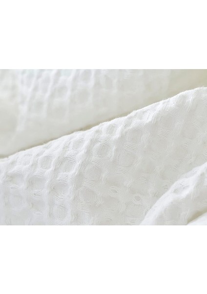 Yumuşak ve Şık Çift Kişilik Beyaz Saçaklı Waffle Pike Seti modelleri