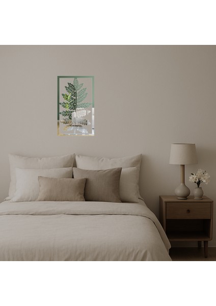 Yaprak ve Dal Desenli Dekoratif Aynalı Tablo - MRS6648-7772 fiyatları
