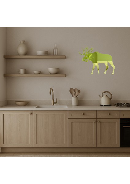 Modern Geyik Silüeti Dekoratif Altın Aynalı Tablo - MRS4509-6917 modelleri
