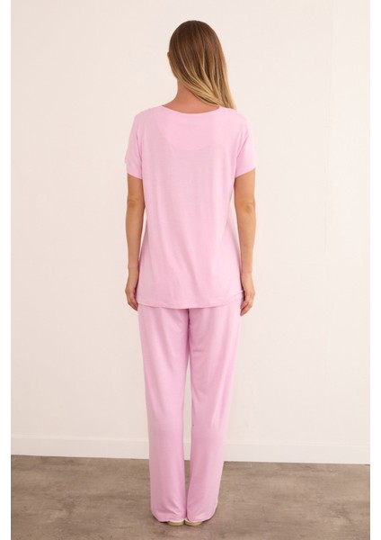 Yakası Dantel Detaylı Pijama Takımı