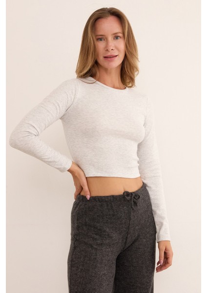 Basic Bisiklet Yaka Uzun Kollu Crop Body fiyatları