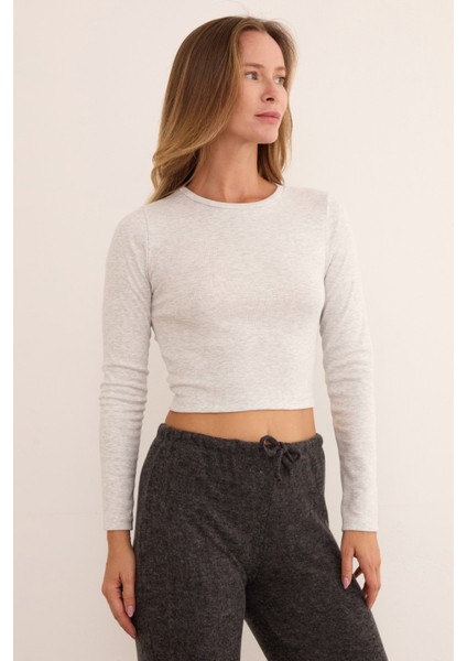 Basic Bisiklet Yaka Uzun Kollu Crop Body modelleri