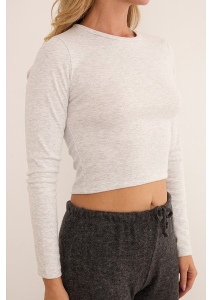 Basic Bisiklet Yaka Uzun Kollu Crop Body fırsatları