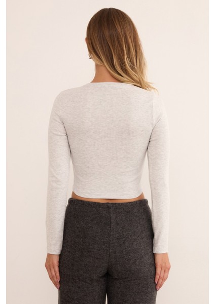 Basic Bisiklet Yaka Uzun Kollu Crop Body