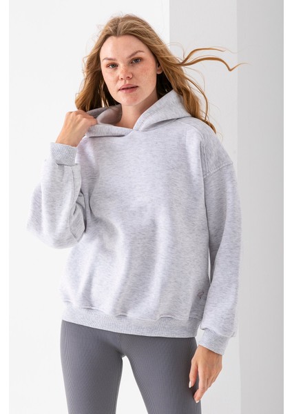 Kadın Kapüşonlu 3ip Basic Oversize Sweatshirt Gri - 2672 fiyatları