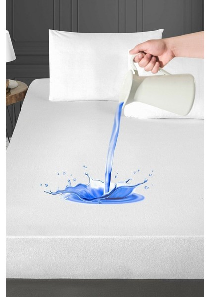 Beyaz Sıvı Geçirmez Fitted Yatak Alezi, Rahat ve Temiz Uyku Sağlar.
