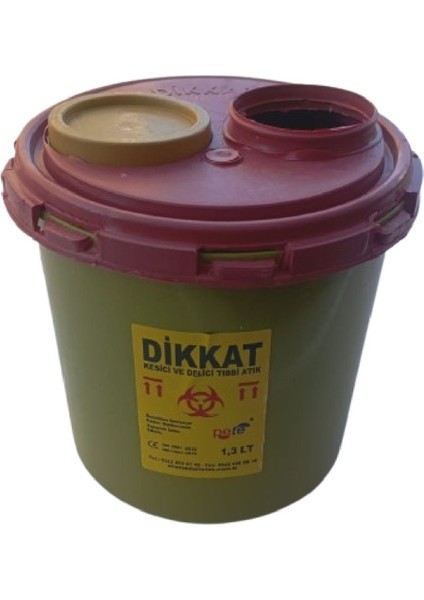 10'lu Kesici ve Delici Tıbbi Enfekte Atık Kutusu, 1.3 Lt, Kırmızı Renk