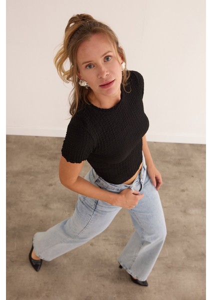 Waffle Kumaş Crop Body modelleri