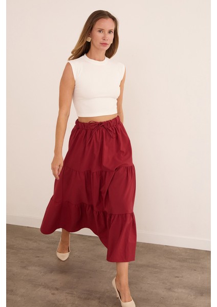 Beli Bağlamalı Terikoton Kumaş Etek