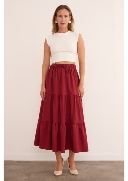 Beli Bağlamalı Terikoton Kumaş Etek modelleri