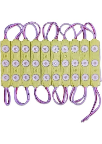 3’lü Mercek Modül Led, 1.5W, 12V, Smd 2835, Amber, 10 Adet modelleri