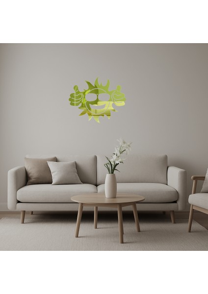 Gözlük ve Başparmak Hareketli Güneş Dekoratif Altın Aynalı Tablo - MRS3518-3091