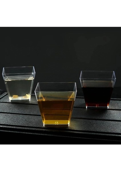 25 Adet Şeffaf Plastik Kübik Sunum Kaseleri, 200CC, Kapaksız, Turuncu Renk modelleri