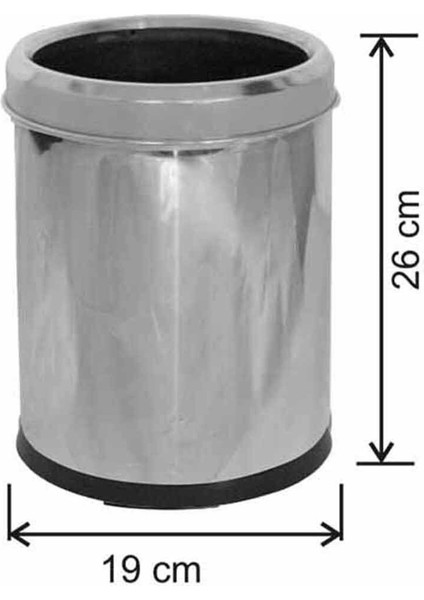 5 Lt Plastik Iç Kovalı Paslanmaz Çöp Kovası, Gri Renk