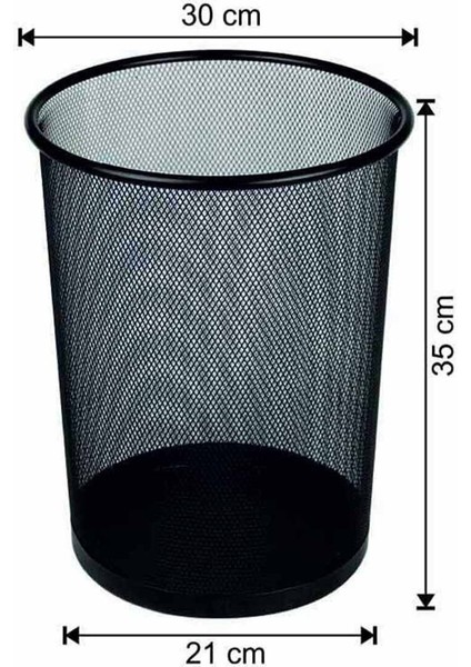 16 Lt Yuvarlak Fileli Çöp Kovası, Gri, Pratik ve Şık Tasarım
