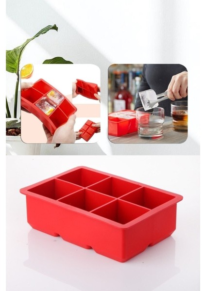 6'lı Büyük Kare Silikon Buz ve Mum Kalıbı, Dayanıklı ve Şık Tasarım fiyatları