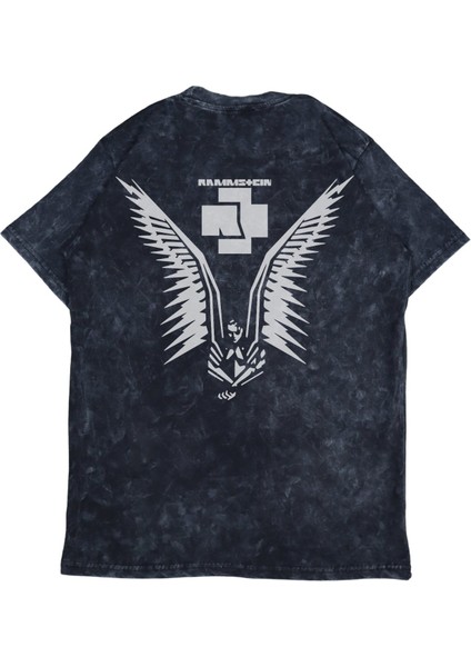 Unisex Rammstein Logo Sırt Baskılı Yıkamalı T-Shirt, Oversize Rock Band Temalı Retro Tişört modelleri