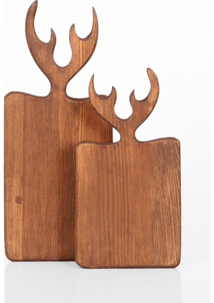 Yılbaşı Temalı Ren Geyiği Sunum ve Kesme Tahtası, %100 Çam Ağacı, Şık ve Doğal Tasarım