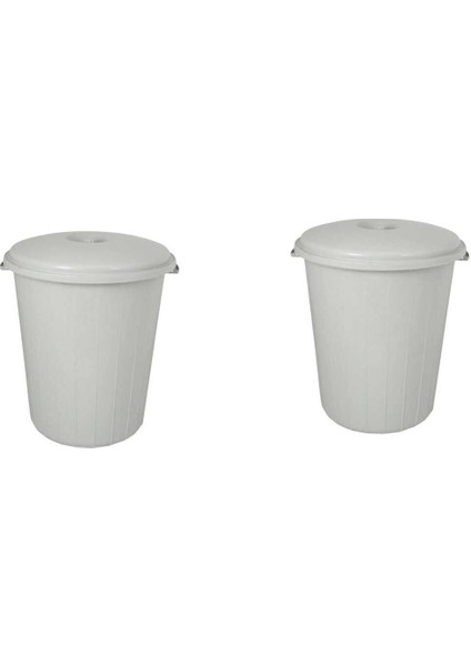 2'li 35L Gri Plastik Çöp Kovası Seti, Pratik ve Şık Ev Temizliği Için