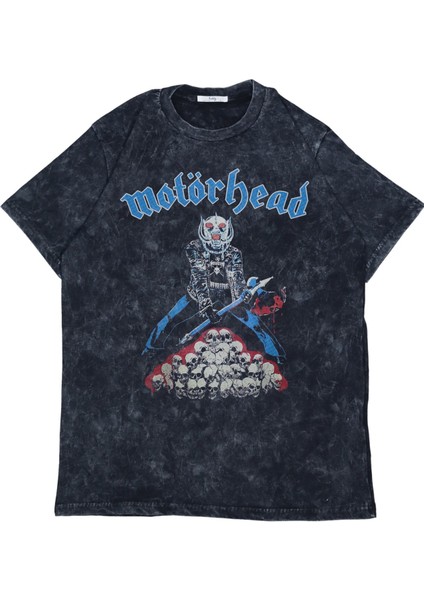 Unisex Motörhead Ense Baskılı Yıkamalı T-Shirt, Oversize Rock Band Temalı Retro Tişört modelleri