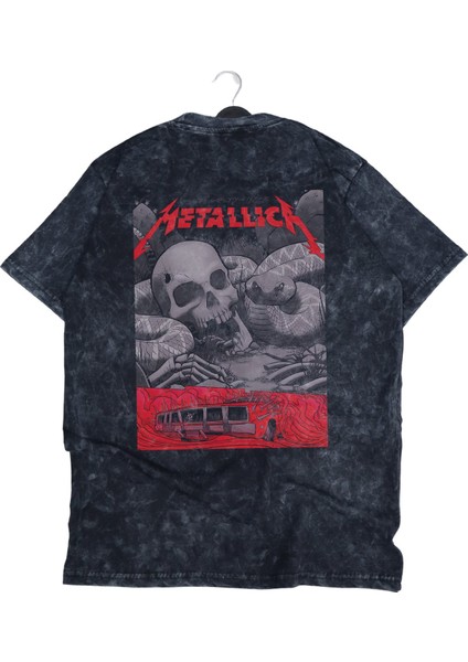 Unisex Metallica Snake And Skull Sırt Baskılı Yıkamalı T-Shirt, Oversize Rock Band Temalı Tişört modelleri