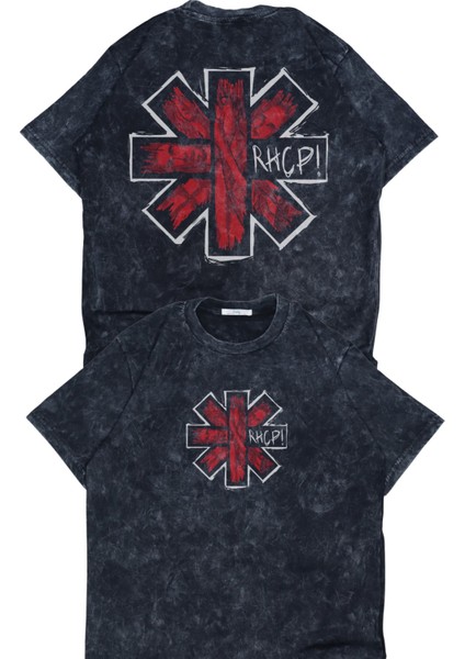 Unisex Red Hot Chili Peppers Sırt Baskılı Yıkamalı T-Shirt, Oversize Rock Band Temalı Retro Tişört