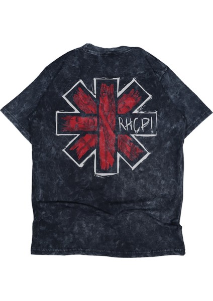 Unisex Red Hot Chili Peppers Sırt Baskılı Yıkamalı T-Shirt, Oversize Rock Band Temalı Retro Tişört modelleri
