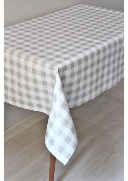 Gri Kare Elyaflı Pvc Masa Örtüsü, Kolay Temizlenir, Şık ve Dayanıklı Tasarım