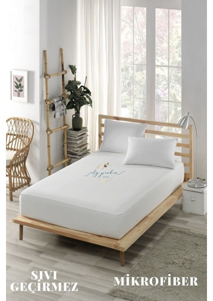 140X200 Sıvı Geçirmez Alez Mikro Fit Çift Kişilik Yatak Koruyucu Beyaz