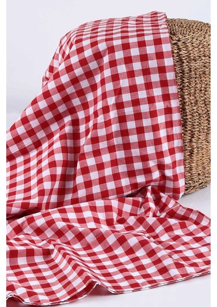 Büyük Kare Desenli Pötikareli Masa Örtüsü, Sofra Bezi, Piknik Örtüsü, Kırmızı